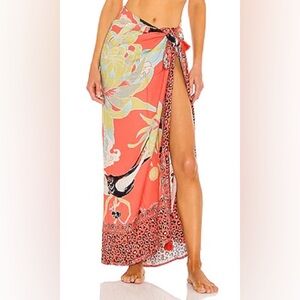 Maaji Coral and Black Swim Sarong